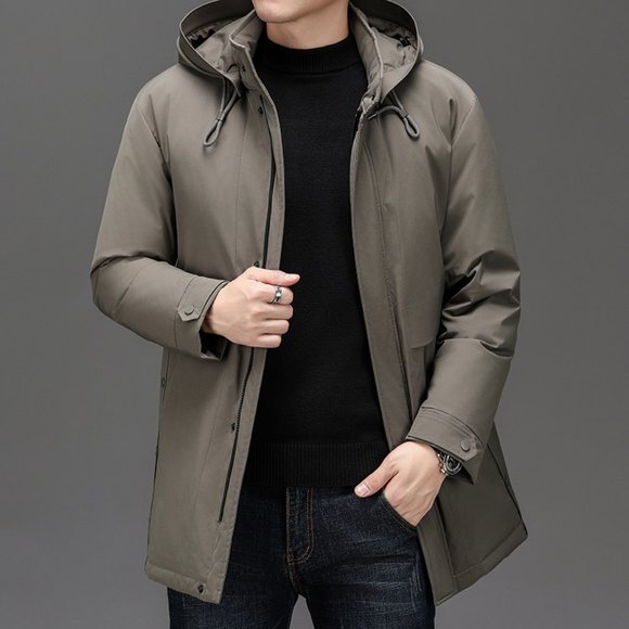 Light Luxury - Classic Hooded Mid-length Down Jacket